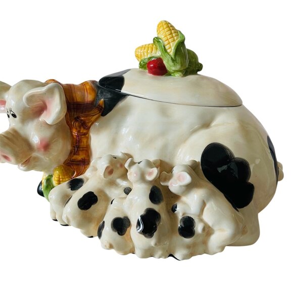 Cookie Jar Pig and Piglets Farm Harvest Farm Theme 14" x 7.5" x 8.5" - Picture 3 of 9